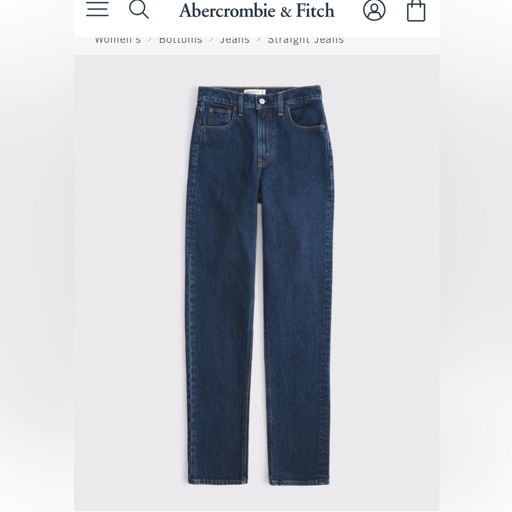 A&F Ultra High Rise 90s Straight Jeans in Dark Blue Wash